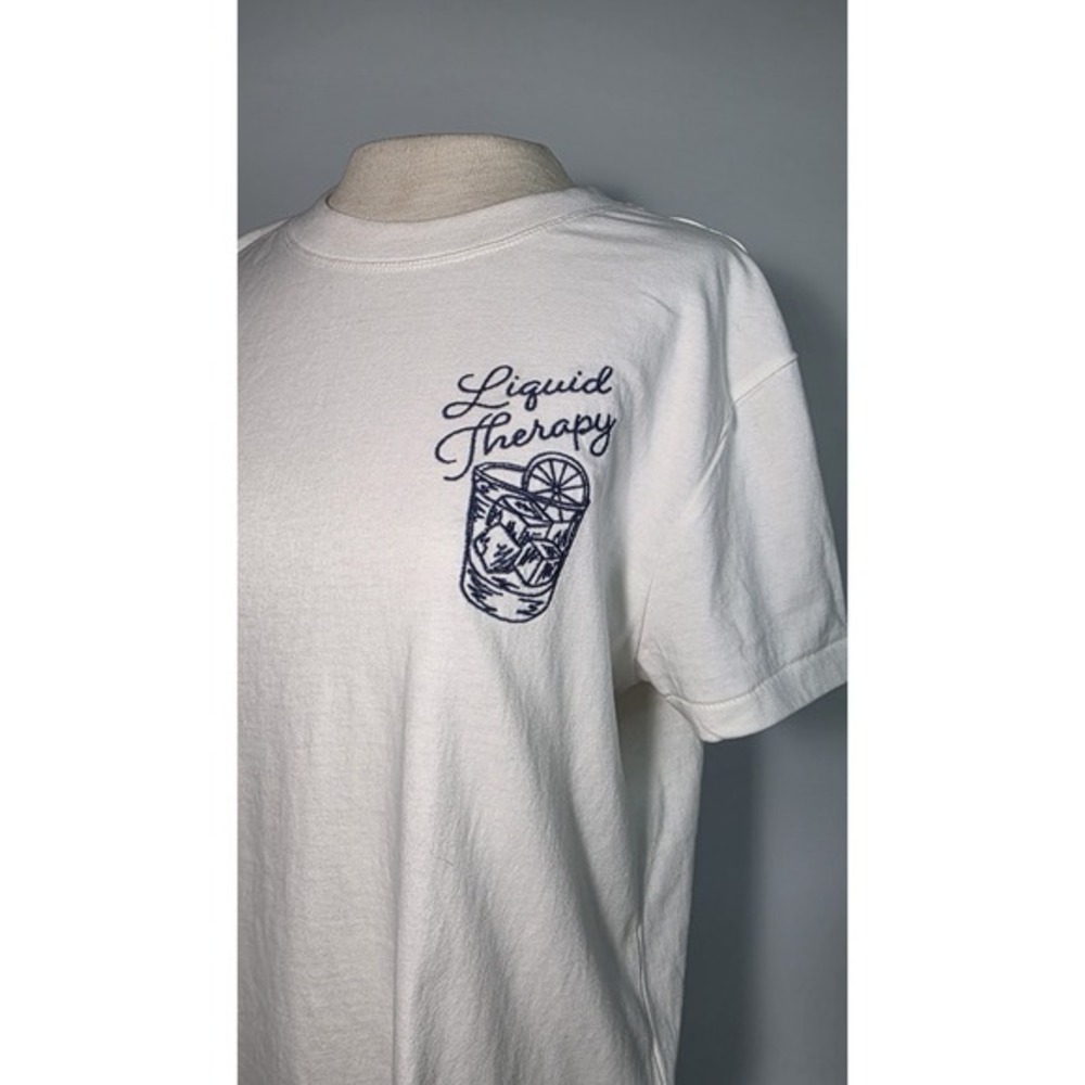 Women's Wildfox Liquid Therapy Embroidered 100% Cotton White Drinking T-shirt